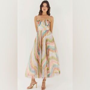 NWT Hutch Aliza Dress in Multi Cascade Brishstrokes Tulle Size Small